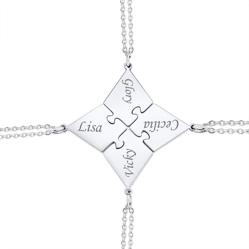 imageU7 Custom BFF Necklaces for Women18K Gold Plated FriendshipFamily Jewelry Personalized Name Puzzle Pieces Pendant Necklace4 SetSteel