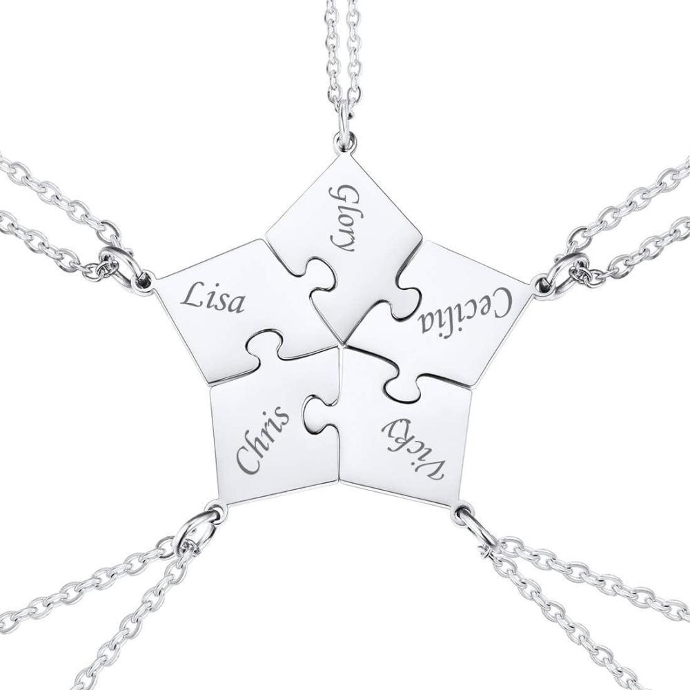 imageU7 Custom BFF Necklaces for Women18K Gold Plated FriendshipFamily Jewelry Personalized Name Puzzle Pieces Pendant Necklace5 SetSteel