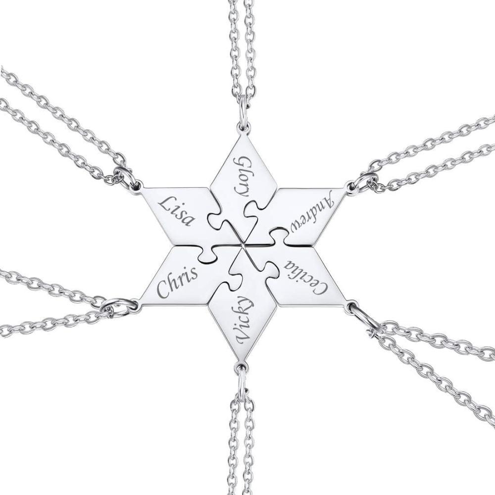 imageU7 Custom BFF Necklaces for Women18K Gold Plated FriendshipFamily Jewelry Personalized Name Puzzle Pieces Pendant Necklace6 SetSteel