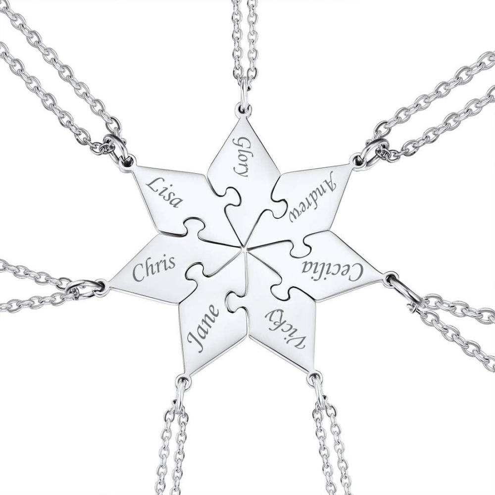imageU7 Custom BFF Necklaces for Women18K Gold Plated FriendshipFamily Jewelry Personalized Name Puzzle Pieces Pendant Necklace7 SetSteel