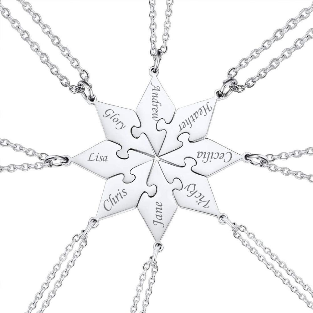 imageU7 Custom BFF Necklaces for Women18K Gold Plated FriendshipFamily Jewelry Personalized Name Puzzle Pieces Pendant Necklace8 SetSteel