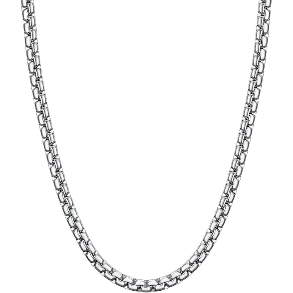 imageU7 Flat Box Chain Necklace for Men SilverBlackGold Plated Stainless Steel Cuban Link Chain Necklaces for Mens Womens 2468mm Width 1430 Inches Length Durable Hip Hop Jewelry with Box Packeda 6mm width  Steel