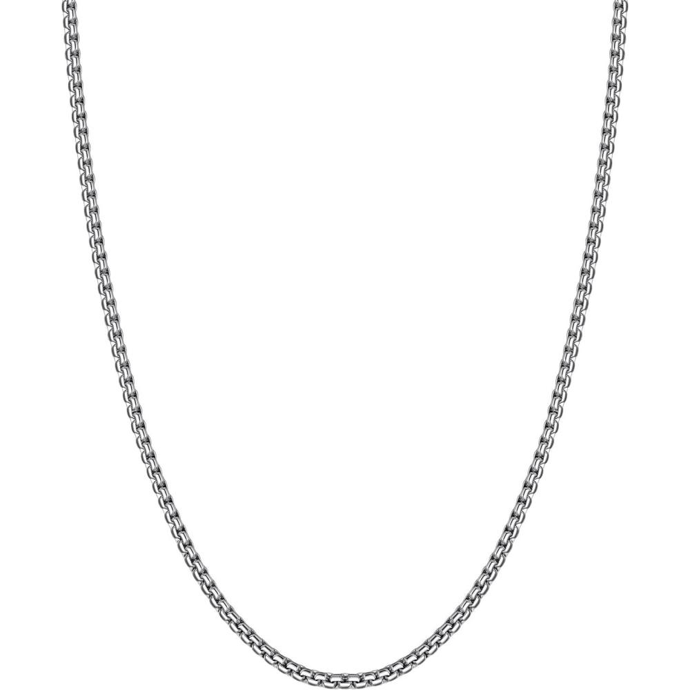 imageU7 Flat Box Chain Necklace for Men SilverBlackGold Plated Stainless Steel Cuban Link Chain Necklaces for Mens Womens 2468mm Width 1430 Inches Length Durable Hip Hop Jewelry with Box Packeda 2mm width  Steel