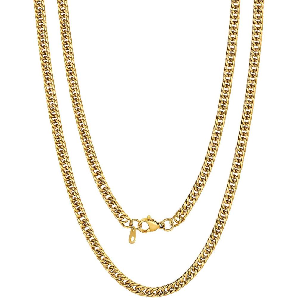 imageU7 Men Cuban Link Chain Necklace Stainless Steel Franco Curb Choker SilverBlack14K Gold Plated Necklaces for Male Women 6912mm Width 1830 Inches Length Hip Hop Jewelryd 35mm Gold
