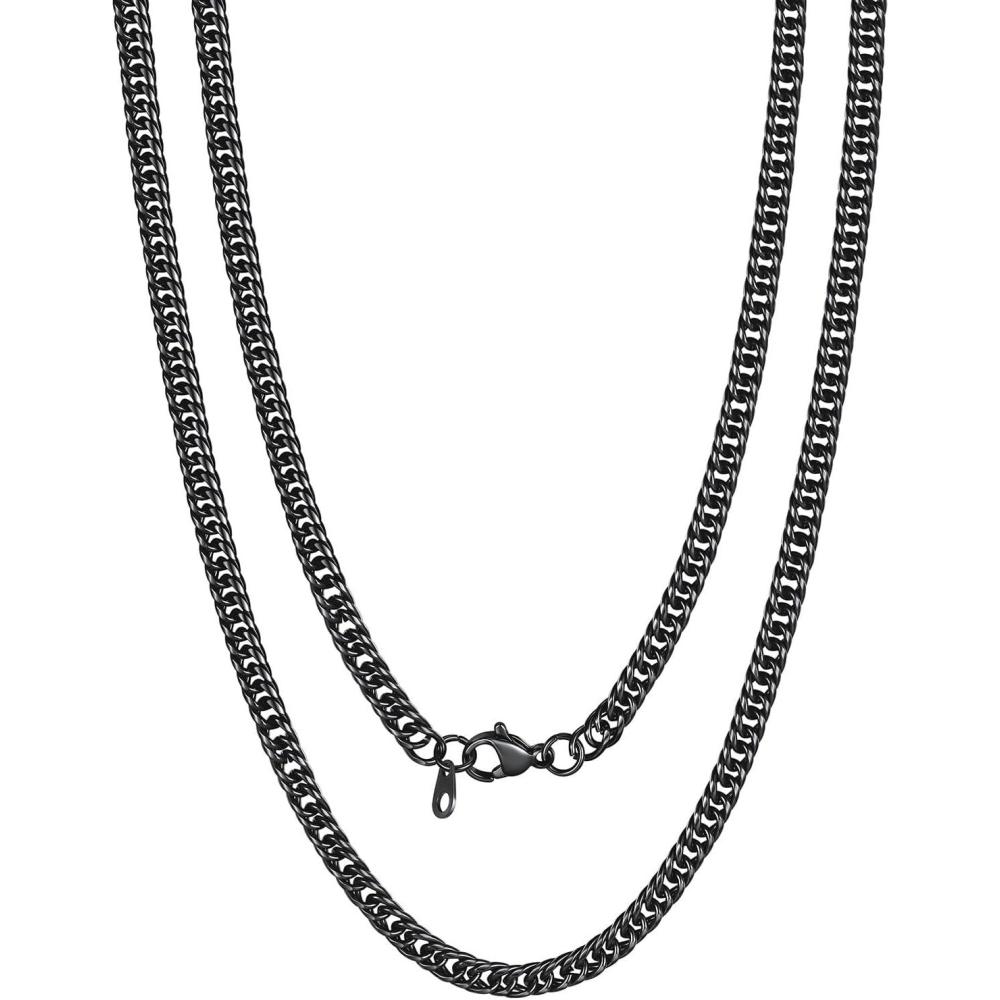 imageU7 Men Cuban Link Chain Necklace Stainless Steel Franco Curb Choker SilverBlack14K Gold Plated Necklaces for Male Women 6912mm Width 1830 Inches Length Hip Hop Jewelryd 35mm Black