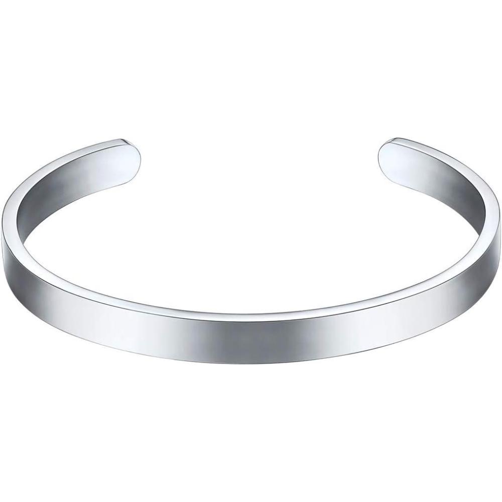 imageU7 Personalized Cuff Bracelets Women Mens Stainless Steel 18K Gold Plated CubanBraidedSimple Cuff Bracelets Open Bangles CustomizablePolished Cuff LargeStainlessBlank