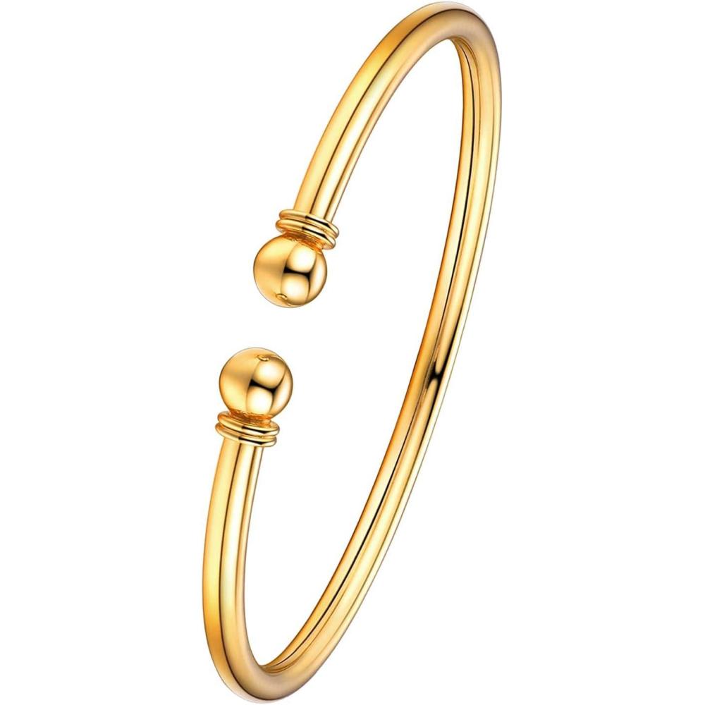 imageU7 Unisex Simple Cuff Bracelet 18K Real Gold Platinum Plated Fine Bracelets Fashion Jewelry Open Bangle Cuff Bracelets Twisted or Heart StyleCSimple CuffGold Plated Sterling Silver
