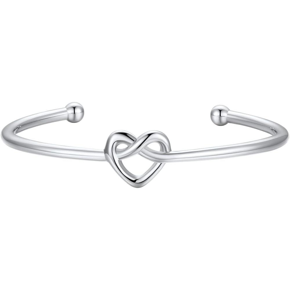 imageU7 Unisex Simple Cuff Bracelet 18K Real Gold Platinum Plated Fine Bracelets Fashion Jewelry Open Bangle Cuff Bracelets Twisted or Heart StyleDKnot BraceletPlatinum