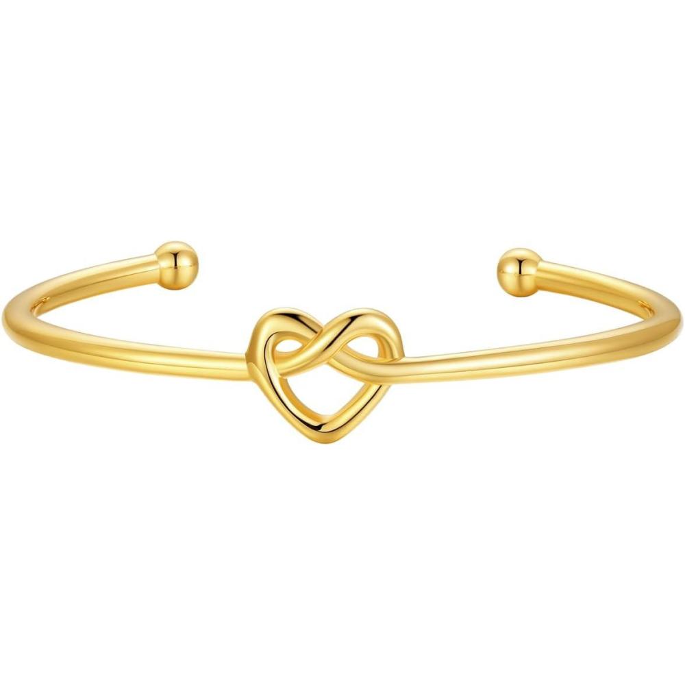 imageU7 Unisex Simple Cuff Bracelet 18K Real Gold Platinum Plated Fine Bracelets Fashion Jewelry Open Bangle Cuff Bracelets Twisted or Heart StyleDKnot BraceletGold