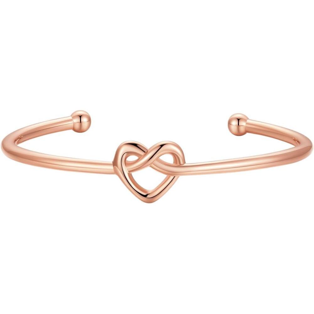 imageU7 Unisex Simple Cuff Bracelet 18K Real Gold Platinum Plated Fine Bracelets Fashion Jewelry Open Bangle Cuff Bracelets Twisted or Heart StyleDKnot BraceletRose