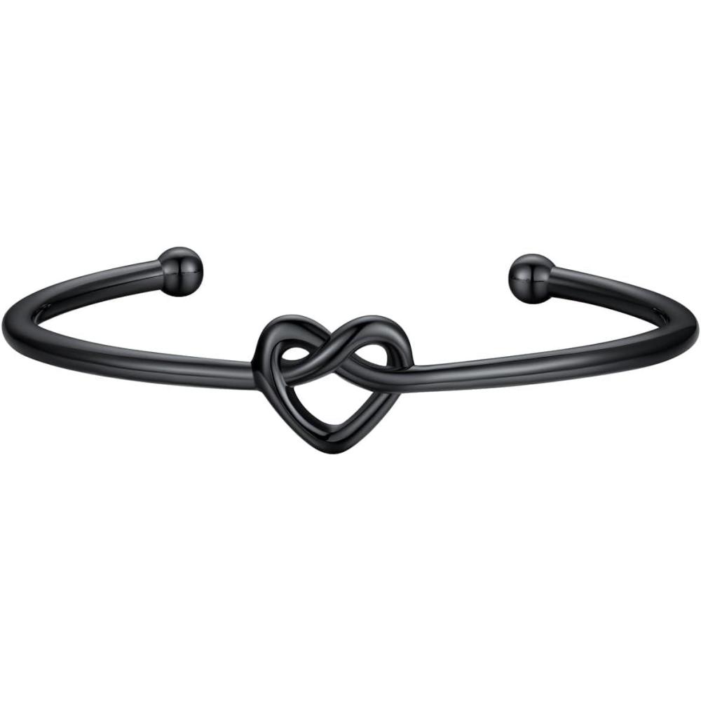 imageU7 Unisex Simple Cuff Bracelet 18K Real Gold Platinum Plated Fine Bracelets Fashion Jewelry Open Bangle Cuff Bracelets Twisted or Heart StyleDKnot BraceletBlack