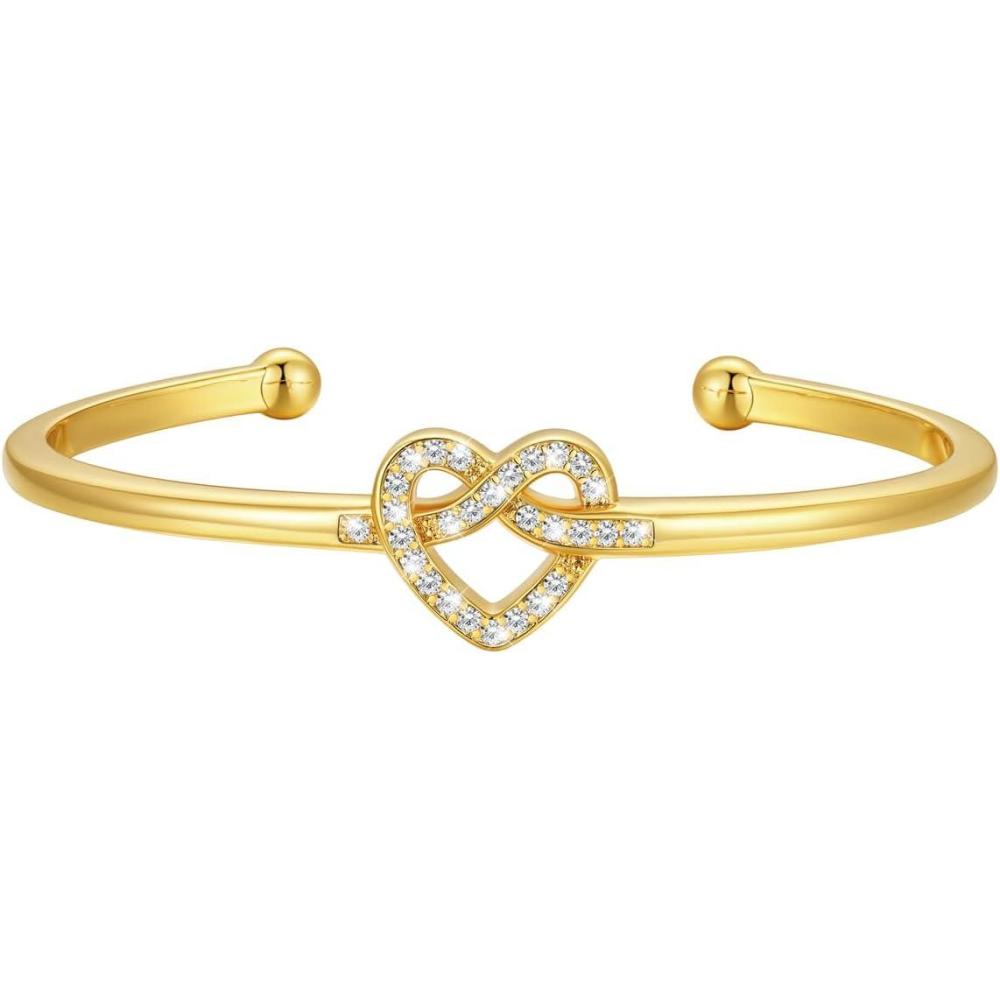 imageU7 Unisex Simple Cuff Bracelet 18K Real Gold Platinum Plated Fine Bracelets Fashion Jewelry Open Bangle Cuff Bracelets Twisted or Heart StyleECZ Knot BraceletGold