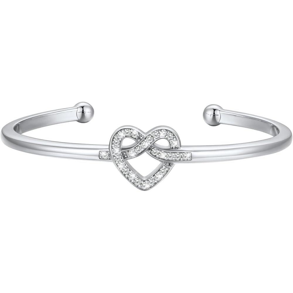imageU7 Unisex Simple Cuff Bracelet 18K Real Gold Platinum Plated Fine Bracelets Fashion Jewelry Open Bangle Cuff Bracelets Twisted or Heart StyleECZ Knot BraceletPlatinum