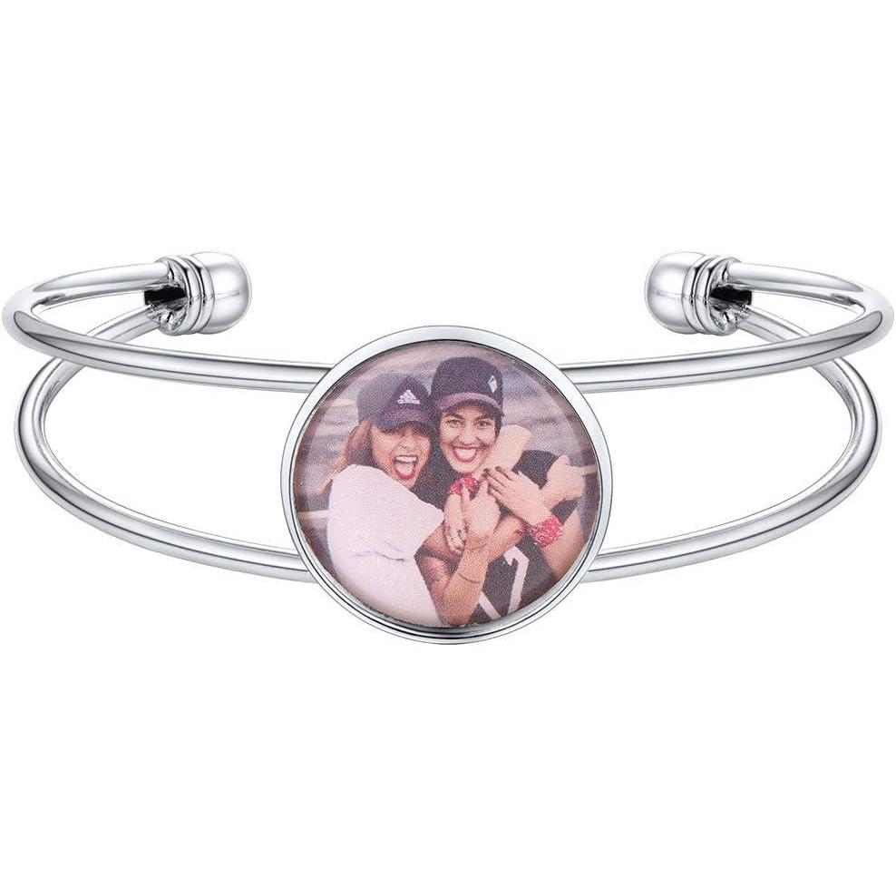 imageU7 Unisex Simple Cuff Bracelet 18K Real Gold Platinum Plated Fine Bracelets Fashion Jewelry Open Bangle Cuff Bracelets Twisted or Heart StyleHRound photoplatinum
