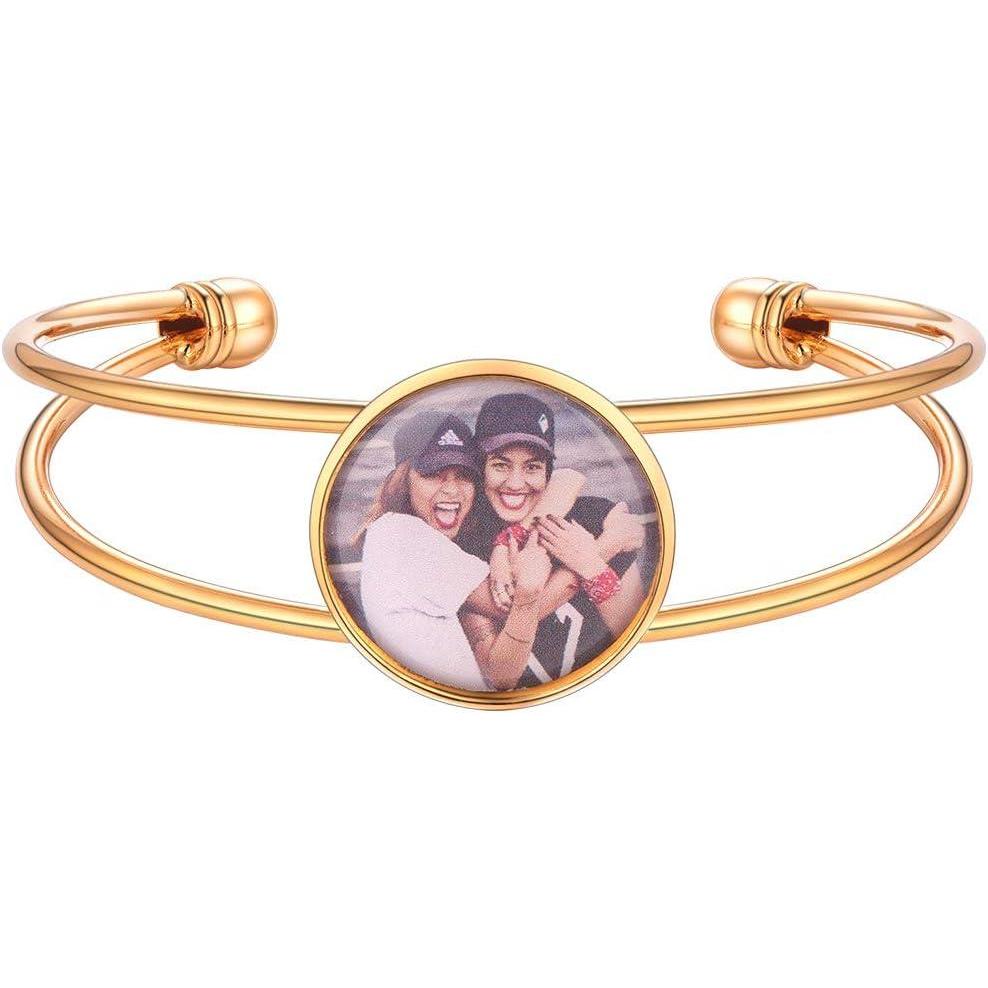 imageU7 Unisex Simple Cuff Bracelet 18K Real Gold Platinum Plated Fine Bracelets Fashion Jewelry Open Bangle Cuff Bracelets Twisted or Heart StyleHRound photogold