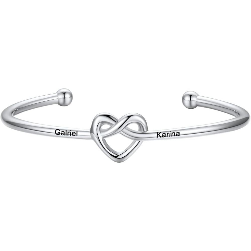 imageU7 Unisex Simple Cuff Bracelet 18K Real Gold Platinum Plated Fine Bracelets Fashion Jewelry Open Bangle Cuff Bracelets Twisted or Heart StyleIKnot BraceletPhotoPlatinum