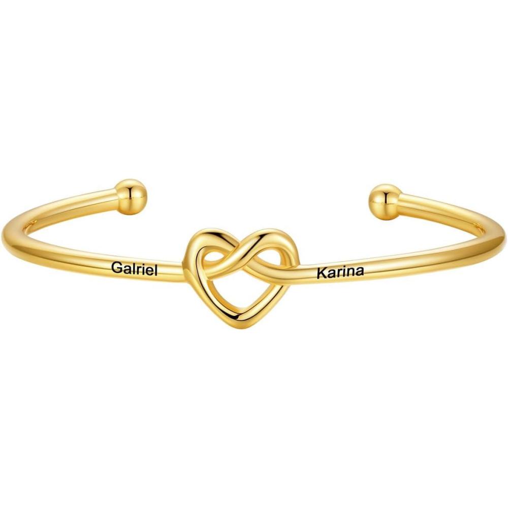imageU7 Unisex Simple Cuff Bracelet 18K Real Gold Platinum Plated Fine Bracelets Fashion Jewelry Open Bangle Cuff Bracelets Twisted or Heart StyleIKnot BraceletPIotoGold