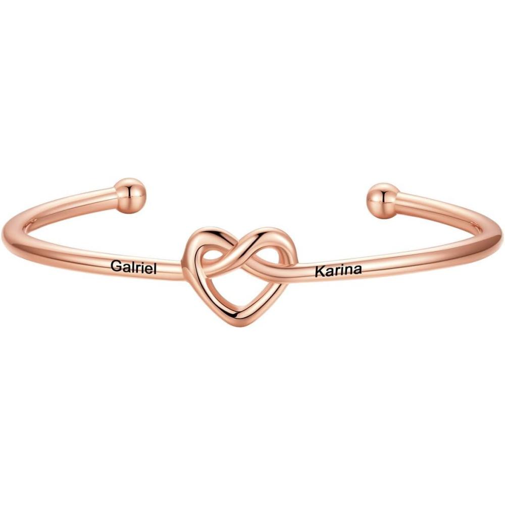 imageU7 Unisex Simple Cuff Bracelet 18K Real Gold Platinum Plated Fine Bracelets Fashion Jewelry Open Bangle Cuff Bracelets Twisted or Heart StyleIKnot BraceletPIotoRose Gold
