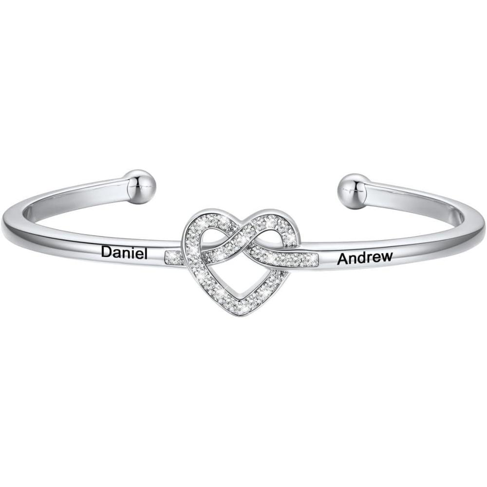 imageU7 Unisex Simple Cuff Bracelet 18K Real Gold Platinum Plated Fine Bracelets Fashion Jewelry Open Bangle Cuff Bracelets Twisted or Heart StyleJCZ Knot BraceletPhotoPlatinum