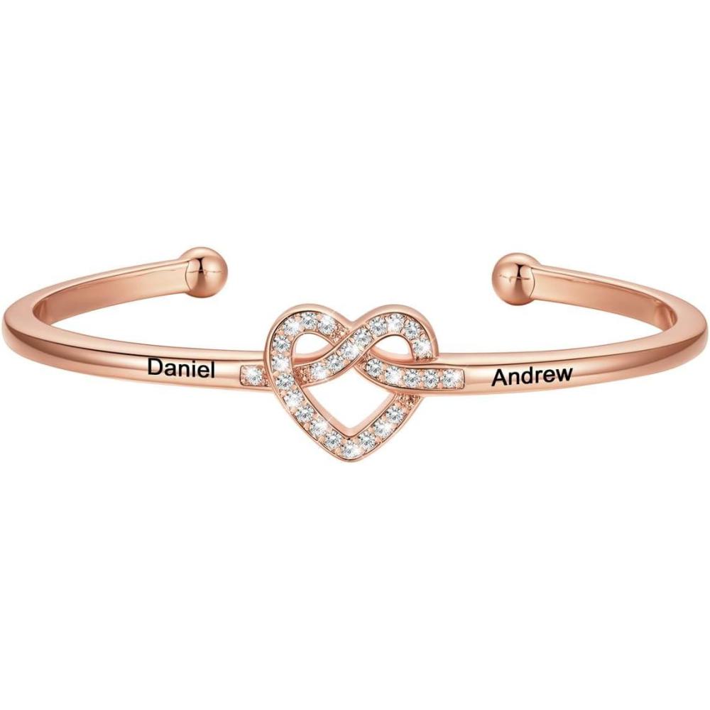 imageU7 Unisex Simple Cuff Bracelet 18K Real Gold Platinum Plated Fine Bracelets Fashion Jewelry Open Bangle Cuff Bracelets Twisted or Heart StyleJCZ Knot BraceletPhotoRose Gold