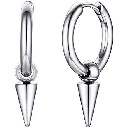 imageU7 Y2K Jewelry 18K Gold Plated Sterling Silver Huggie Hoops Earrings Ankh CrossLighting BoltFeatherItalian HornStar of David Dangle Drop Earrings for WomenCone Stainless