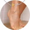 SILVERCUTE Flower/Herringbone Chain/Figaro/Cuban Link/Initial Anklets Sterling Silver Ankle Bracelet Resizable Barefoot Jewelry for Women(Flower)