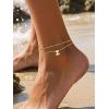 U7 14K Gold Initial Ankle Bracelets for Women Waterproof,Layered Gold Letter Anklets No Tainish,Summer Beach Foot Jewelry(Z)