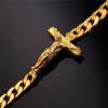 U7 Cross Link Bracelet Stainless Steel 18K Gold Plated Christian Bracelet for Men Women