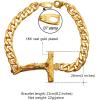 U7 Cross Link Bracelet Stainless Steel 18K Gold Plated Christian Bracelet for Men Women