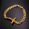 U7 Cross Link Bracelet Stainless Steel 18K Gold Plated Christian Bracelet for Men Women
