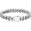 U7 Cuban Link Bracelets for Men Stainless Steel Wrist Bracelet Silver Black Gold Cuban Hand Chain Bracelet for Mens Women, 5/7/9/12mm Width, 7.5/8.3/9 Inch Length Classic Jewelry with Box Packed(9.0 Inches)