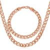 U7 Cuban Link Chain for Men Women Stainless Steel Curb Necklace, 7/9/12/15 MM Chunky Chain Silver/Gold/Black Mens Hip Hop Jewelry 18”-30”(h.7mm-rose gold-cuban chain set)