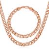 U7 Cuban Link Chain for Men Women Stainless Steel Curb Necklace, 7/9/12/15 MM Chunky Chain Silver/Gold/Black Mens Hip Hop Jewelry 18”-30”(h.7mm-rose gold-cuban chain set)