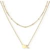 U7 Layered Heart Initial Necklace for Women,Tiny Silver/14K Gold Heart Initial A-Z Letter Pendant Necklaces,Christmas Gifts for Her(Gold)