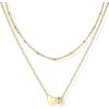 U7 Layered Heart Initial Necklace for Women,Tiny Silver/14K Gold Heart Initial A-Z Letter Pendant Necklaces,Christmas Gifts for Her(Gold)