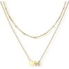 U7 Layered Heart Initial Necklace for Women,Tiny Silver/14K Gold Heart Initial A-Z Letter Pendant Necklaces,Christmas Gifts for Her(Gold)