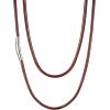 U7 Leather Necklace Cord with Customizable Stainless Steel/Black Clasp, Waterproof Black/Brown Woven Wax Rope Chain for Men Women 1.5/2/3mm, Length 16″-30″(d.3MM Wide-Brown)