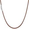 U7 Leather Necklace Cord with Customizable Stainless Steel/Black Clasp, Waterproof Black/Brown Woven Wax Rope Chain for Men Women 1.5/2/3mm, Length 16″-30″(s.2MM Wide-Brown(engraved))