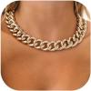 U7 Lightweight Chunky Gold Necklace, Thick Aluminum Cuban Link Chain for Women Trendy, Chic Punk Hip Hop Chunky Gold Jewelry Statement Necklace for Christmas Gifts, 14K Gold Plated, 13mm/16mm/23mm(18inch Length)