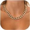 U7 Lightweight Chunky Gold Necklace, Thick Aluminum Cuban Link Chain for Women Trendy, Chic Punk Hip Hop Chunky Gold Jewelry Statement Necklace for Christmas Gifts, 14K Gold Plated, 13mm/16mm/23mm(20inch Length)