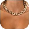 U7 Lightweight Chunky Gold Necklace, Thick Aluminum Cuban Link Chain for Women Trendy, Chic Punk Hip Hop Chunky Gold Jewelry Statement Necklace for Christmas Gifts, 14K Gold Plated, 13mm/16mm/23mm(18inch Length)