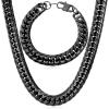 U7 Men Cuban Link Chain Necklace, Stainless Steel Franco Curb Choker, Silver/Black/14K Gold Plated Necklaces for Male Women, 6/9/12mm Width, 18-30 Inches Length Hip Hop Jewelry(d. 12mm Black Set)
