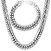 U7 Men Cuban Link Chain Necklace, Stainless Steel Franco Curb Choker, Silver/Black/14K Gold Plated Necklaces for Male Women, 6/9/12mm Width, 18-30 Inches Length Hip Hop Jewelry(d. 12mm Steel Set)