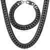 U7 Men Cuban Link Chain Necklace, Stainless Steel Franco Curb Choker, Silver/Black/14K Gold Plated Necklaces for Male Women, 6/9/12mm Width, 18-30 Inches Length Hip Hop Jewelry(d. 12mm Black Set)
