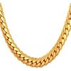 U7 Men Stainless Steel Necklace Cuban Link Chain, Flat Curb Chain Necklaces Unisex, Silver/Black/Gold Plated Chunky Hip Hop Neck Chain, 6mm/9mm Width, 18-32 Inches Length Jewelry for Mens Women(b. 9mm Gold)
