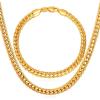 U7 Men Stainless Steel Necklace Cuban Link Chain, Flat Curb Chain Necklaces Unisex, Silver/Black/Gold Plated Chunky Hip Hop Neck Chain, 6mm/9mm Width, 18-32 Inches Length Jewelry for Mens Women(a. 6mm Gold)
