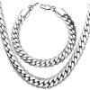 U7 Men Stainless Steel Necklace Cuban Link Chain, Flat Curb Chain Necklaces Unisex, Silver/Black/Gold Plated Chunky Hip Hop Neck Chain, 6mm/9mm Width, 18-32 Inches Length Jewelry for Mens Women(d. 9mm Steel)