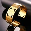 U7 Men Women Bangle Stainless Steel Gold Plated Cross St Benedict Medal Cuff Bracelet