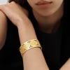 U7 Men Women Bangle Stainless Steel Gold Plated Cross St Benedict Medal Cuff Bracelet