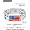 U7 Patriotic Bracelets for Men Women Stainless Steel 8mm Double Cuban Link Chain Bracelet American Flag Jewelry,8.3″(21cm)